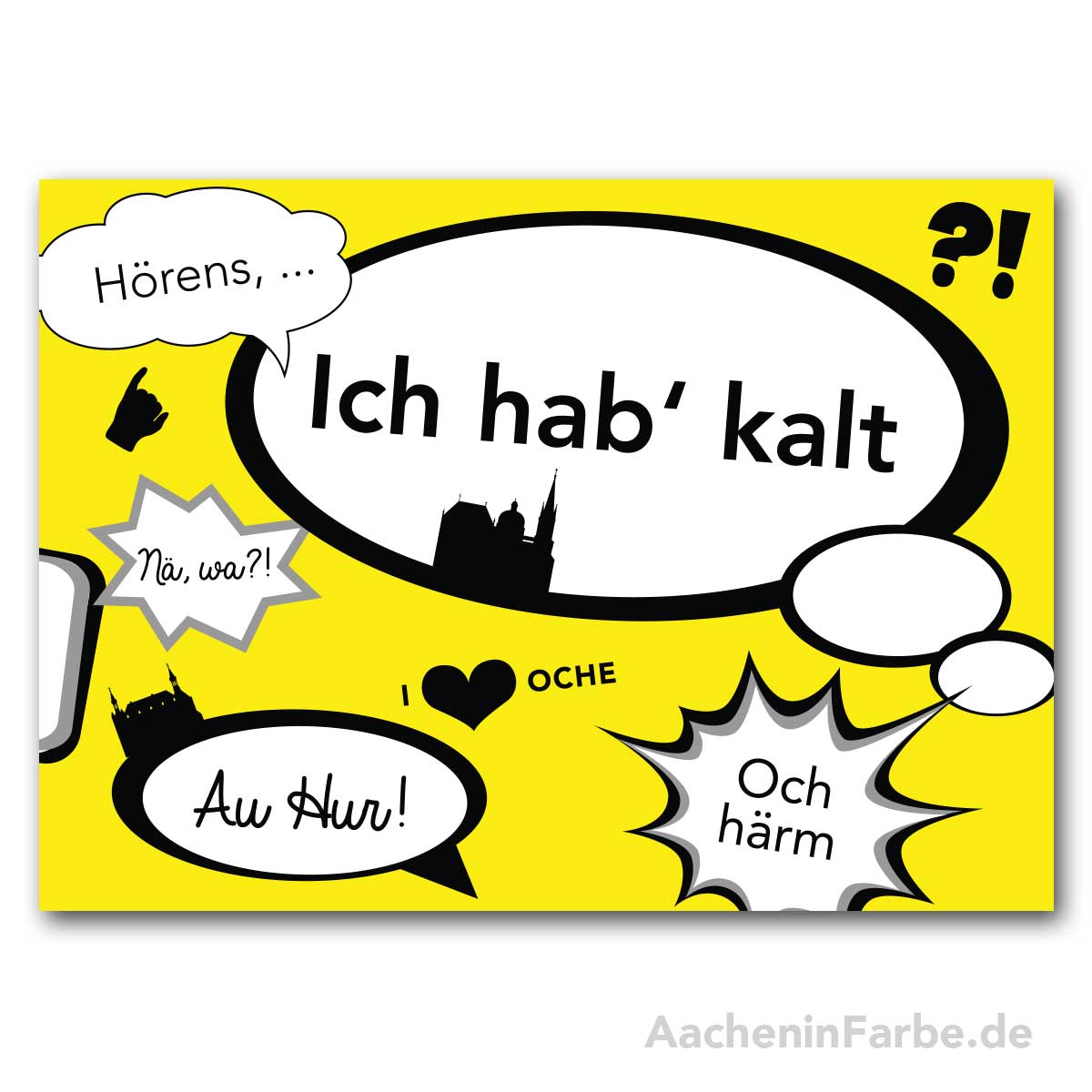 Postkarte, Öcher Sprüche, Comic "Ich hab kalt"