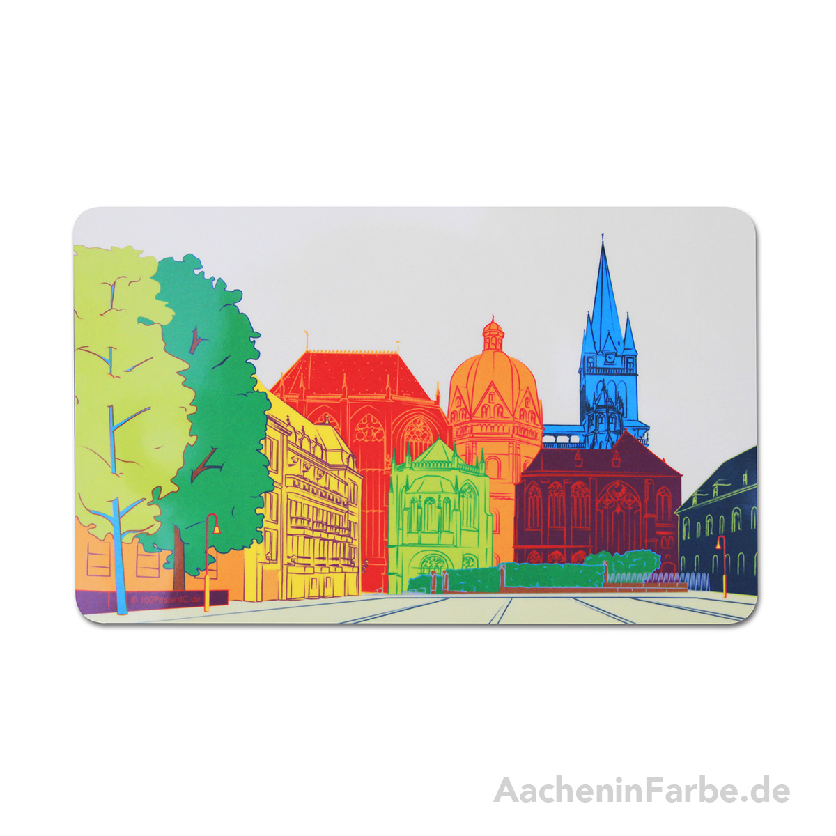 Frühstücksbrettchen bunt, Aachener Dom