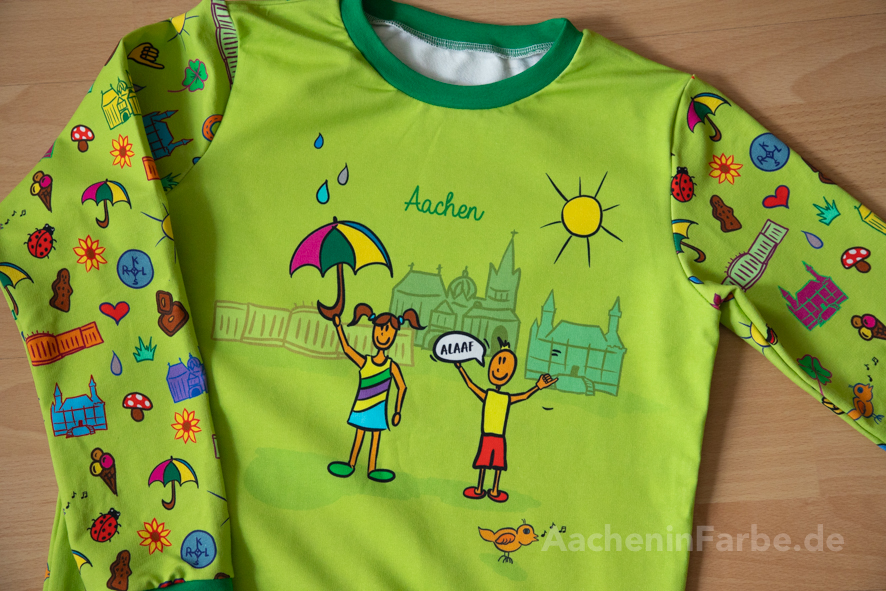 Aachen Stoff, Aachenwiese, hellgrün-bunt, Panel (French Terry)