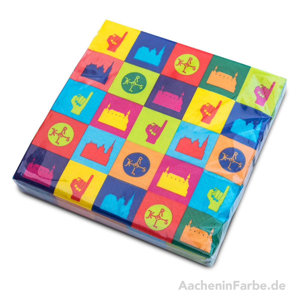 Serviette Aachen Kacheln, bunt