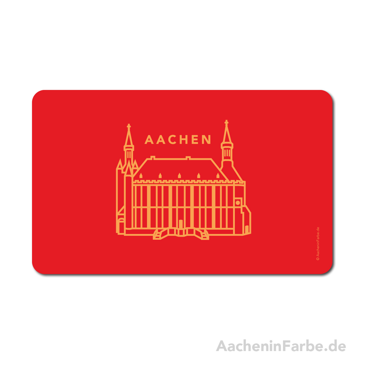 Frühstücksbrettchen Aachen Symbol, Rathaus, rot
