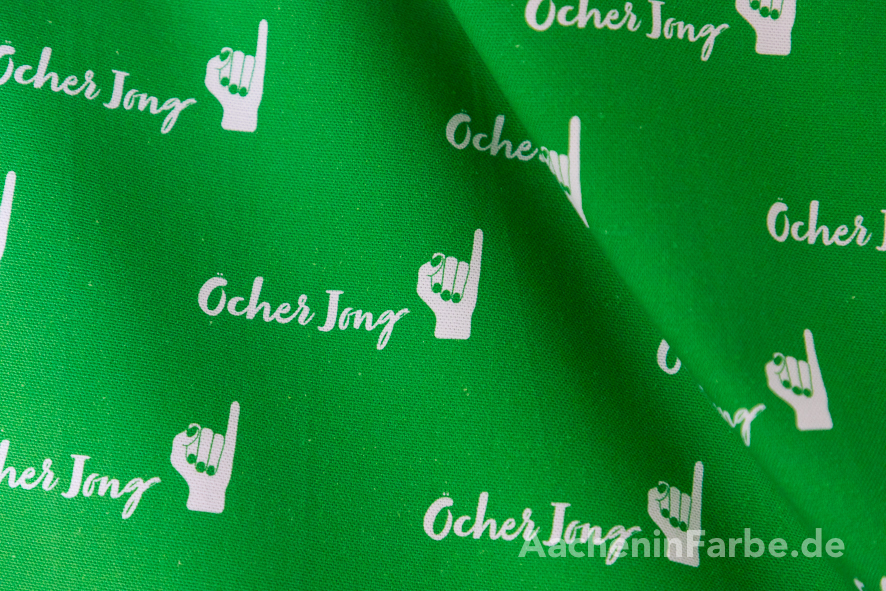 Aachen Stoff, Halbpanama, "Öcher Jong", Klenkes, grün-weiß (0,5 m)